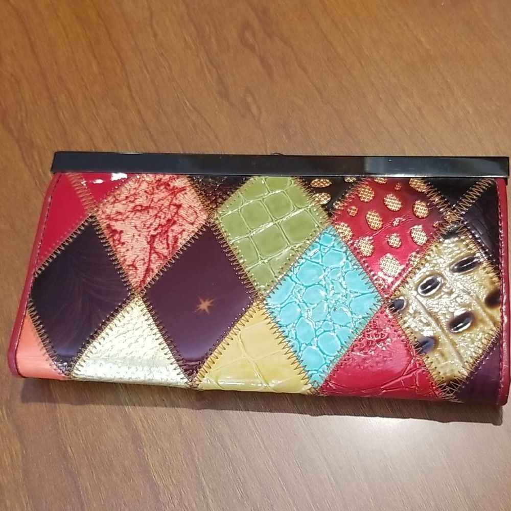 Temanli Genuine Leather Patchwork Wallet - Rainbo… - image 3